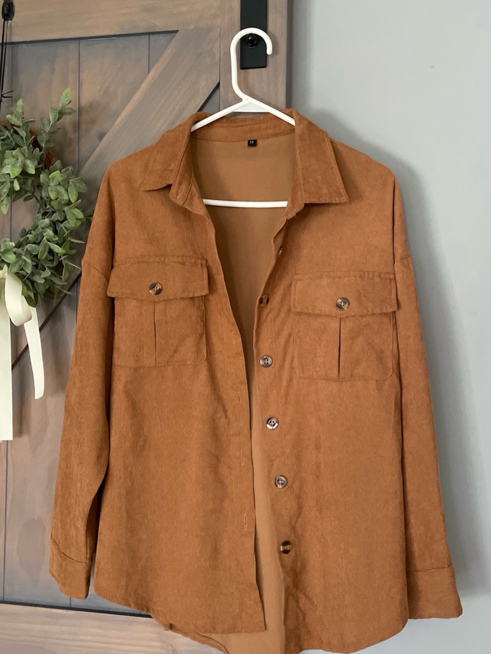 Rust Brown Button-Front Shacket